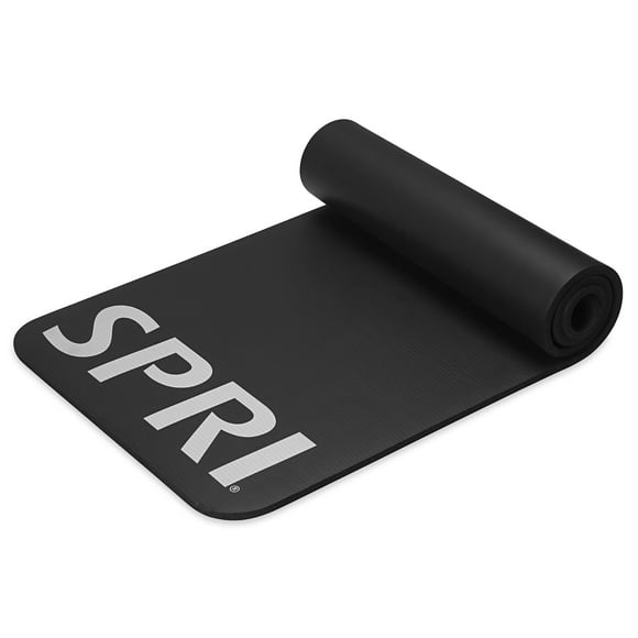 SPRI Tapis D\'entraînement Physique Pro 12mm - Tapis d'Exercice Épais pour Entraînements au Sol, Sit-Ups, Push-Ups, Extensible, Tonification, et Entraînement Physique Général - Texture Antidérapante, Coussiné, Tapis Roulant Portable avec Sangle de Transport
