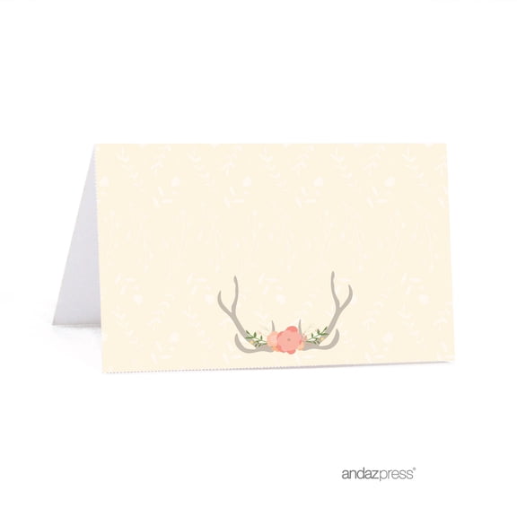 Koyal Wholesale Table Place Cards Woodland Deer Wedding Printable Table Tent 20-Pack