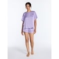 thumbnail image 3 of Joyspun Women’s Short Sleeve Stretch Satin Top and Shorts Pajama Set, 2-Piece, Sizes XS-3X, 3 of 6