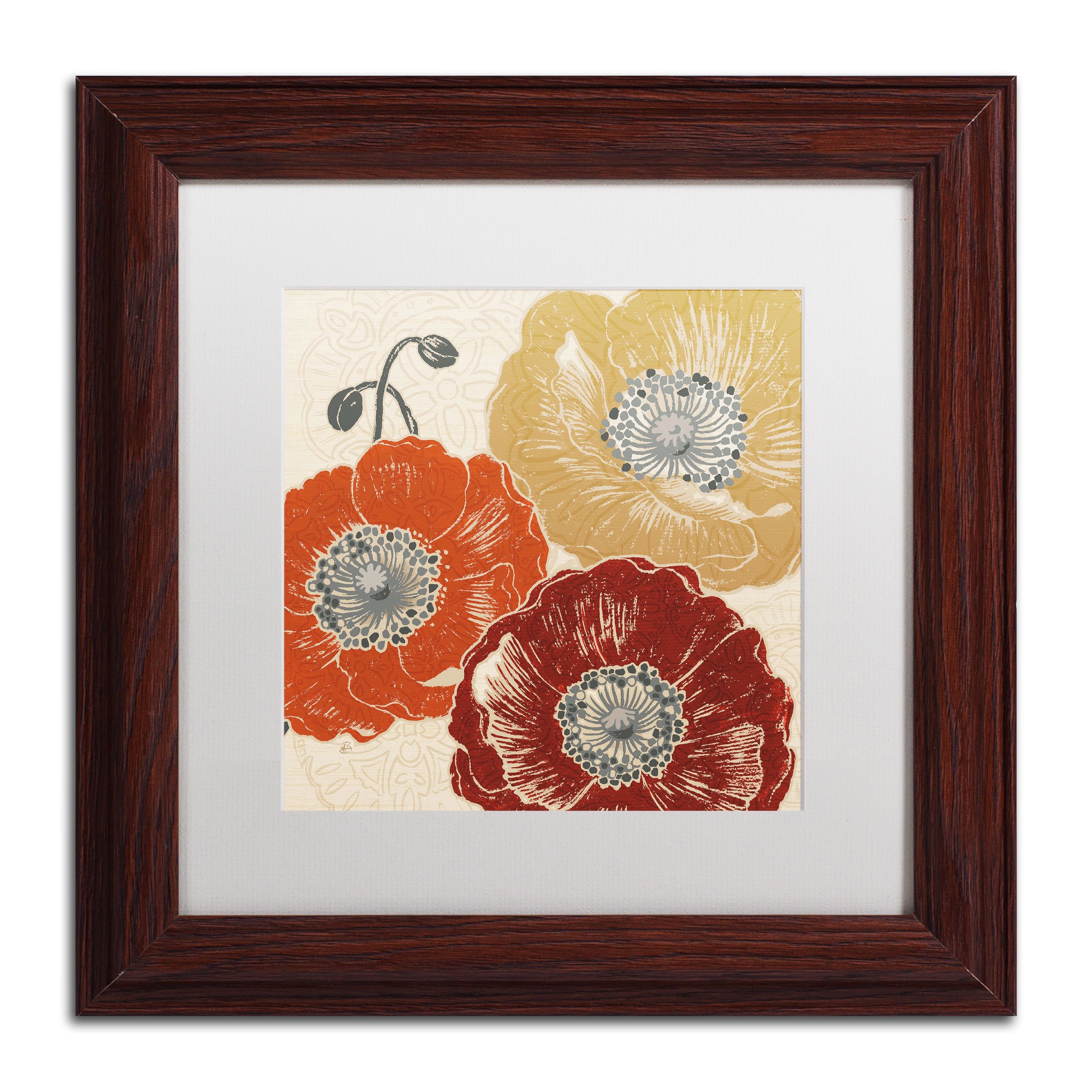 Trademark Fine Art "A Poppy's Touch III" Canvas Art by Daphne Brissonnet, White Matte, Black Frame