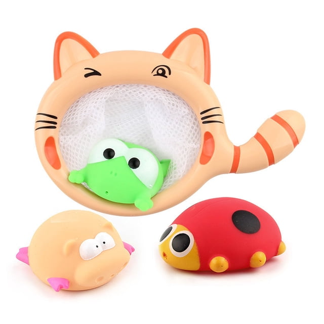 Infant Bath Toy, Cute Animal Bath Toy with BB Squeaker Bright Color Material for Family Interaction