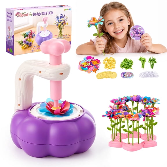 DIY Flower Making Kit for Kids, Fabric Flower Bouquet Craft Kit, Arts and Crafts Toys for Girls Ages 6-12, Birthday Gifts for Kids