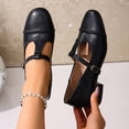 thumbnail image 2 of Womens Mary Jane Shoes Low Block Heel Square Toe Adjustable Buckle Strap Comfortable Retro Classic Flats for Work & Daily Wear, Black,Size 6, 2 of 9