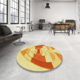 thumbnail image 3 of Ahgly Company Indoor Square Patterned Neon Orange Area Rugs, 3' Square, 3 of 6