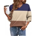 thumbnail image 5 of Womens Fleece Fall Clothes, Long Sleeve Pullover for Women Plus Size Fashion Loose Fit Color Patchwork V Neck Sweatshirts, 5 of 5