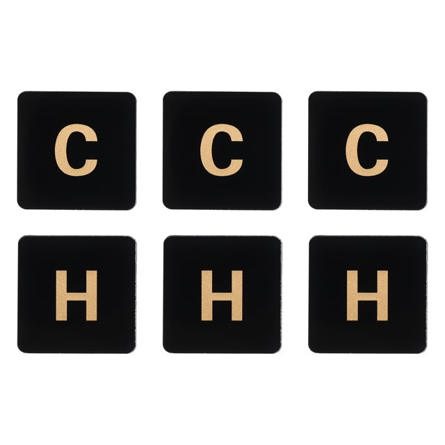 Unique Bargains Self Stick C/H Water Label, 3 Pairs/6 Pack Acrylic Square Shape Hot/Cold Sticker Signs for Faucets Sinks, Black