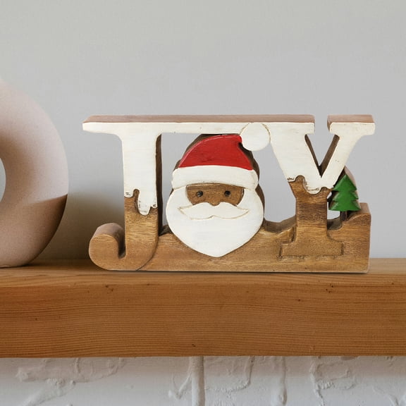 Decozen Home Decor Handmade Wooden Sculpture in Joy Sign Letters, Acacia Wood – Valentines Day Gifts for Her and Him