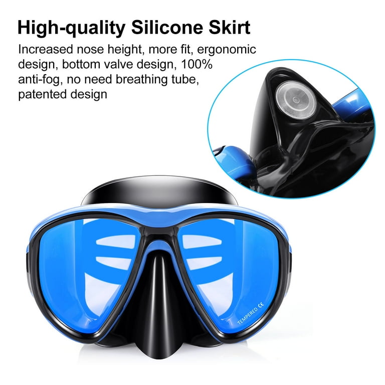 KUYOU Snorkel Mask Adult, Profession Scuba Mask Adult Diving Mask Plating  Impact Resistant Tempered Glass Anti-Fog Anti-Leak