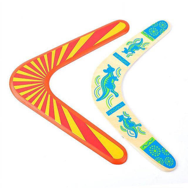 Dardo de maniobra de boomerang de madera deportes al aire libre equipo de madera juguete volador (naranja azul 2 piezas) oso de fresa Electrónica