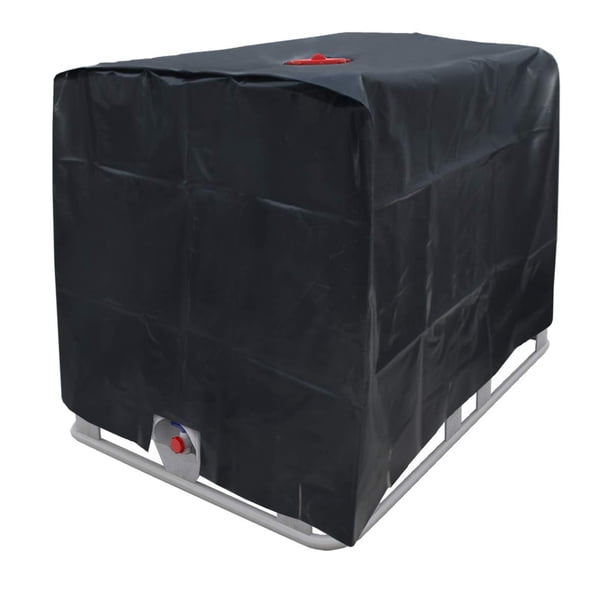 Cubierta para tanque de agua, cubierta para tanque IBC para tanque de 1000 l, cubierta protectora para contenedor de tanque de agua, antipolvo, anti-UV, anti-lluvia, 120 x 100 x 116 cm (negro)