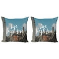 thumbnail image 1 of Ambesonne Live Laugh Love Throw Pillow Cover 2 Pack, Rustic Houses, 24", Multicolor, 1 of 2