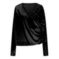 thumbnail image 4 of Womens V-Neck Tops Long SLeeve Carnival Solid Color Printed Casual Loose T Shirts Spring Summer Fashion Tees Trendy Clothing, 4 of 5