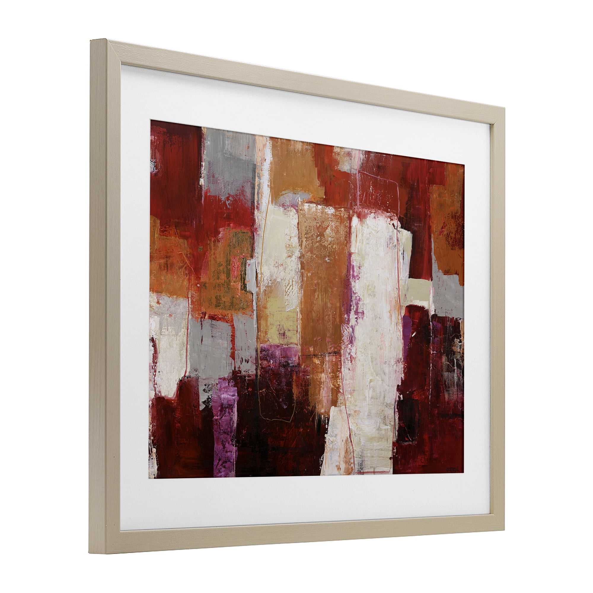 Deconstructed City Abstract Birch Framed Print Under Glass, design by Design Fabrikken