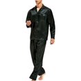 thumbnail image 3 of Pyjama en Satin pour Hommes Ensemble de Pyjama Long Boutonné Vêtements de Nuit, Vert Vin Rouge Rayé, 3 of 5