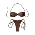 thumbnail image 5 of Yeaiivve Women's Triangle Bikini Sets O Ring Linked Two Piece Swimsuits Halter Bandeau Top with Side Tie Swim Bottom Cheeky Bathing Suit for Women Coffee,M, 5 of 8