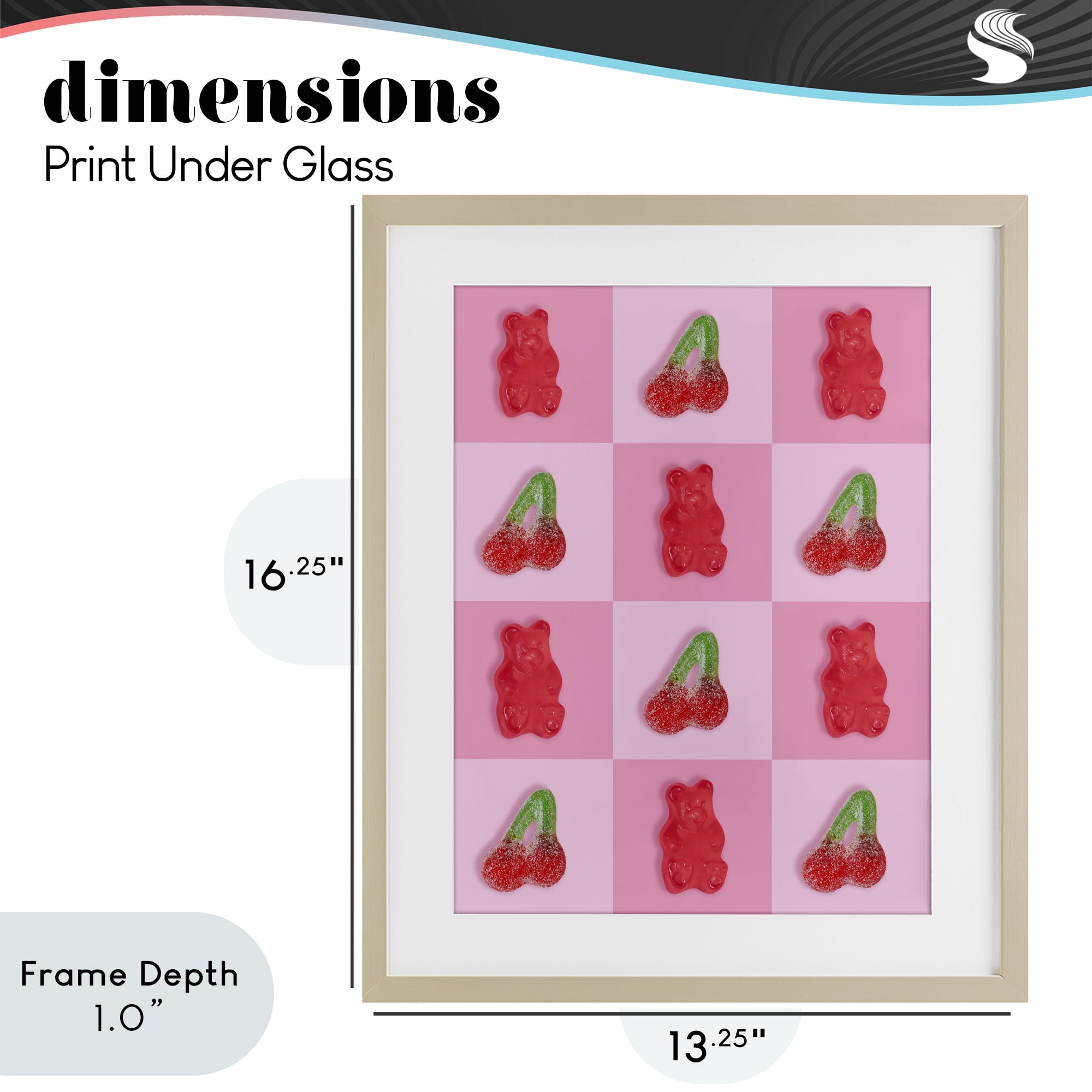 Stupell Industries Gummy Bears and Cherries Grid Birch Framed Print Under Glass, design by LISH Creative