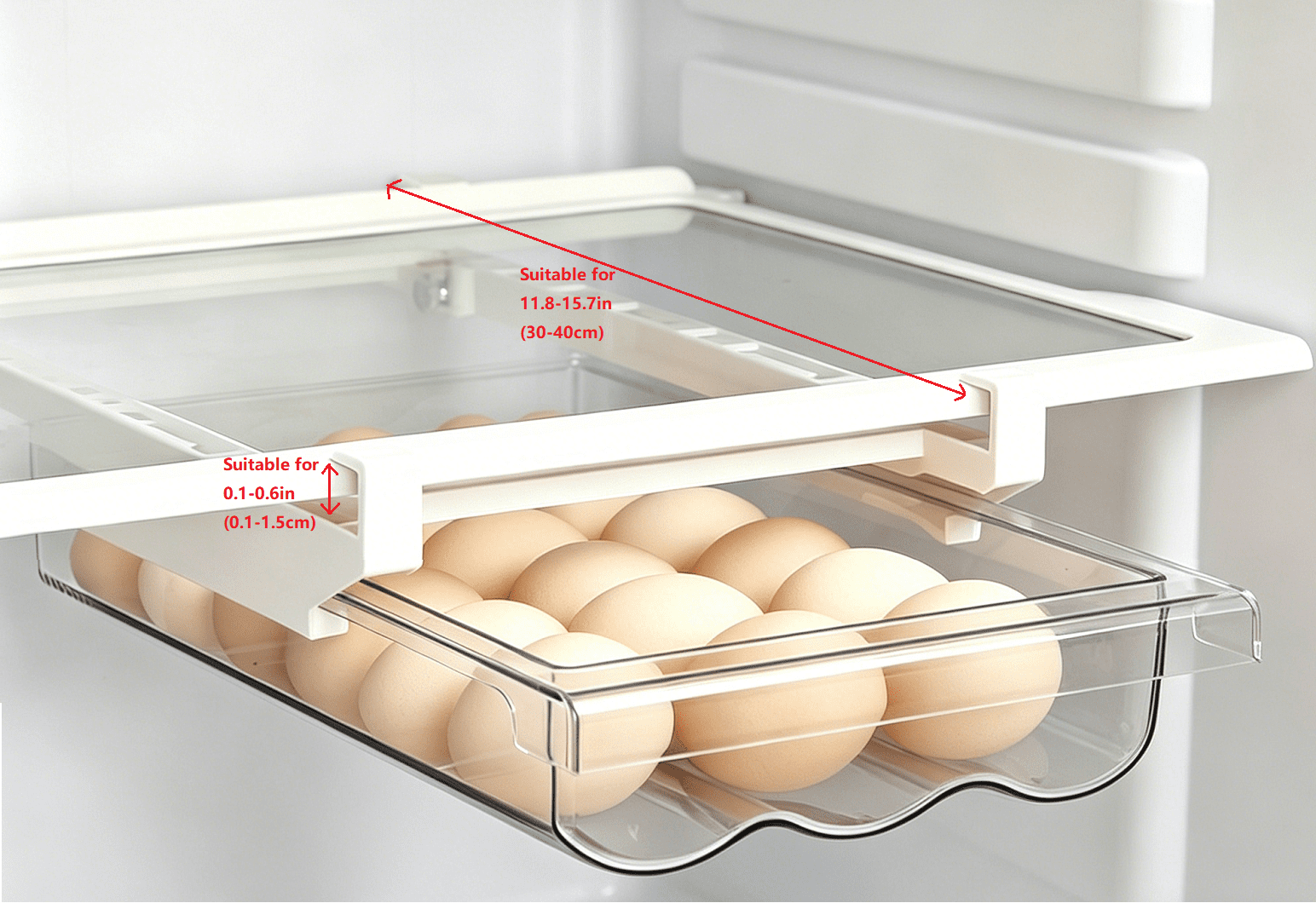 Large Capacity Egg Holder Tray, Refrigerator Organizer Bins, Clear Plastic Container Drawer for Egg