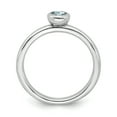 thumbnail image 2 of 925 Sterling Silver Low 4mm Round Aquamarine Stackable Ring Birthstone March Gemstone, 2 of 8