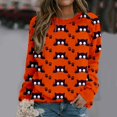 thumbnail image 2 of Mode Halloween Décontractée Col Rond Imprimés Manches Longues Chemises Blouses Tops, 2 of 5