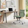 thumbnail image 3 of Cottinch Ribbed Genuine Leather Office Chair, Mid Back Executive Conference Chair Adjustable Ergonomic Computer Chair Green 1PC, 3 of 11