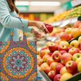 thumbnail image 4 of Tribal Boho Mandala Canvas Tote – Abstract Geometric Design, Foldable and Reusable, 4 of 6