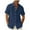 Dark Blue, variant on IYTR Men's Linen Short Sleeve Button Down Shirts Summer Fashion Lapel Beach Shirts Solid Color Casual Blouses Khaki XXXL