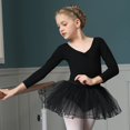 thumbnail image 1 of Ropa de baile para niñas, mujeres, primavera y otoño, manga larga, verano, manga corta, ropa de práctica para niñas, vestido con volantes, ballet para niñas, 1 of 2