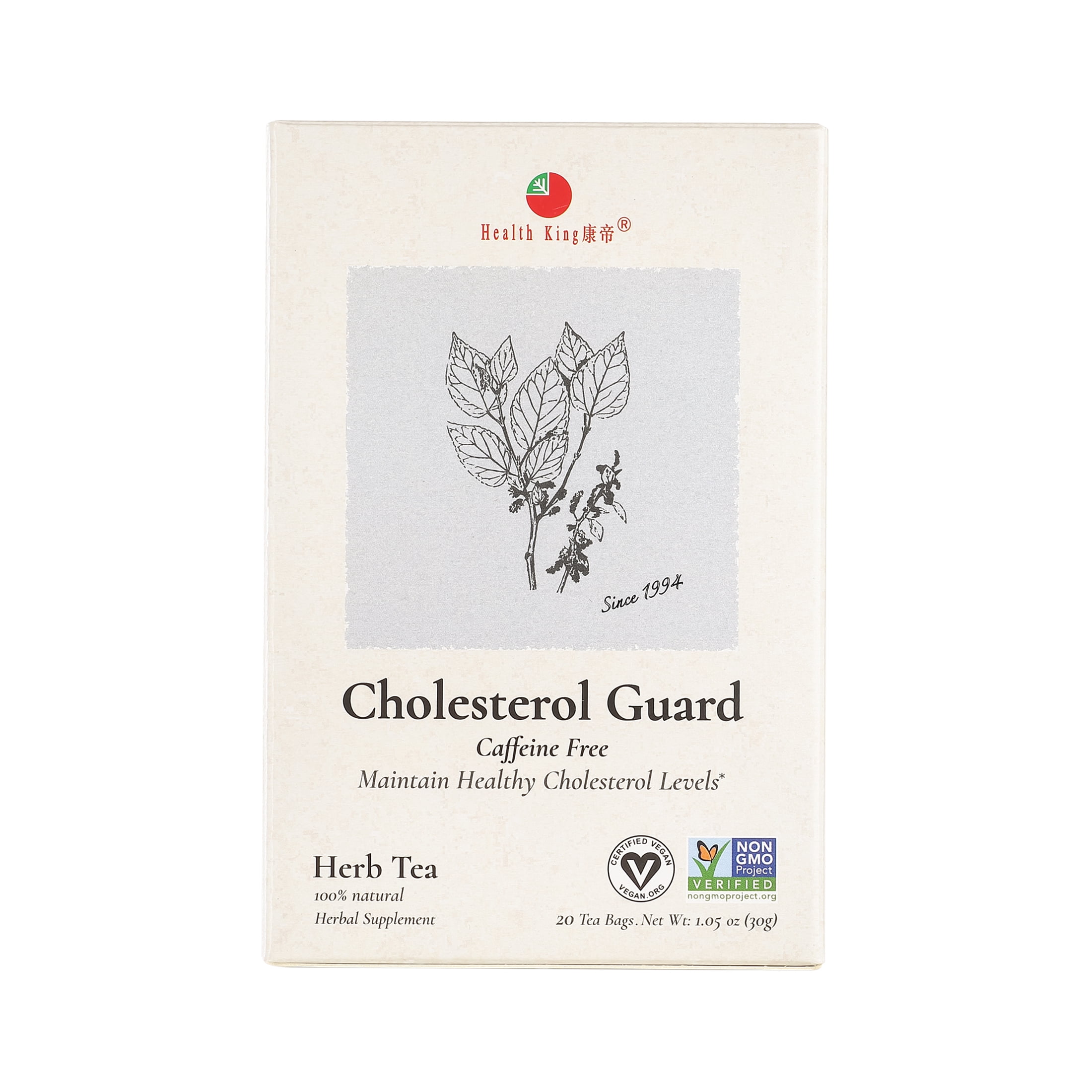 Health King Cholesterol Guard Herb Tea, Caffeine Free, Tea Bags, 20