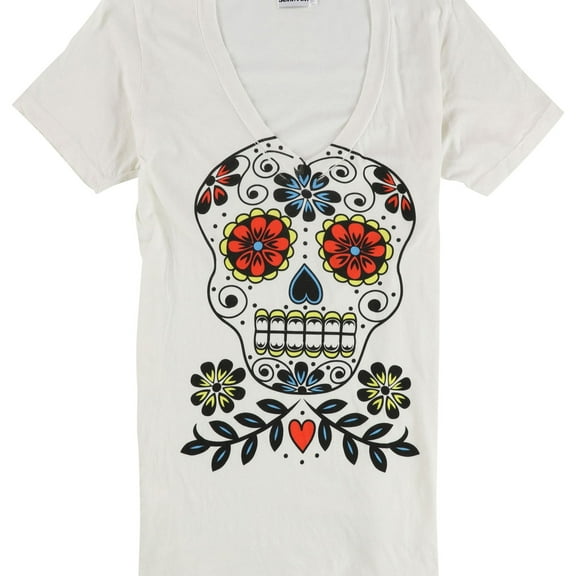 Scratch Womens Skull Graphic T-Shirt, Off-White, Medium
