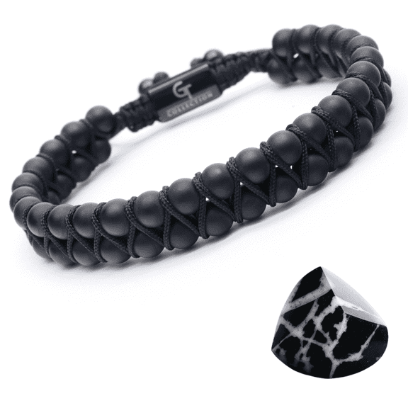 Men's BLACK ONYX Double Bead Bracelet