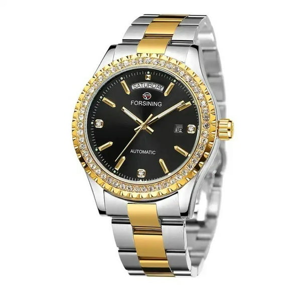 Men's Fashion Mechanical Watch Calendar Stainless Steel Waterproof Retro Rhinestone Hollow Sports Automatic Mechanical Watch