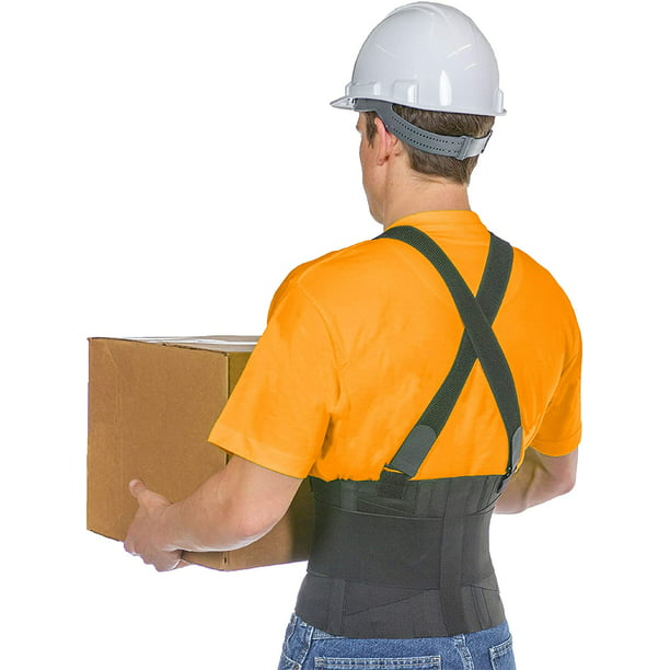 BraceAbility Industrial Work Back Brace Removable Suspender Straps for Heavy Lifting Safety