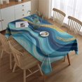 thumbnail image 2 of Blue Marble Gold Wave Pattern Rectangle Tablecloth 60"x84",Waterproof Polyester Rectangle Table Cloth, Wipeable Spillproof Polyester Tablecloth for Dining, Camping, Indoor and Outdoor, 2 of 5