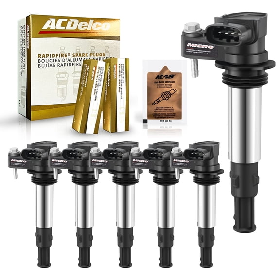 Ignition Coils UF375 & AcDelco Platinum Spark Plugs for Buick Cadillac Chevy D501C & Free Gift Anti-Seize Lubricant(5g)