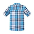 thumbnail image 6 of Bienzoe Boy's Cotton Plaid Roll Up Button Down Sports Shirts Navy/Blue 13/14, 6 of 9