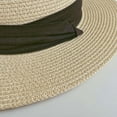 thumbnail image 5 of Riforla Summer Women's Wide Brim Straw Hat French Style Panama Sun Hat for Beach Vacation Sunshade Beach Hat Bomber Hats Dark Blue, 5 of 7