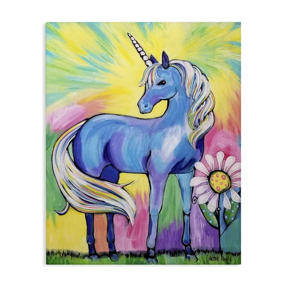 Stupell Industries Contemporary Magical Unicorn in Rainbow Meadow Canvas Art, 16 x 20, by Nettie Price