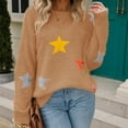 thumbnail image 6 of WRKEKC Women's Velvet Soft Knit Pullover Sweater Stars Print Crewneck Long Sleeve Casual Plush Cozy Basic Tops Womens Sweater, 6 of 8
