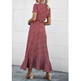 thumbnail image 3 of PRETTYGARDEN Women's Summer Wrap Maxi Dress Casual Boho Floral V Neck Short Sleeve Ruffle Hem Split Beach Long Dresses, 3 of 8