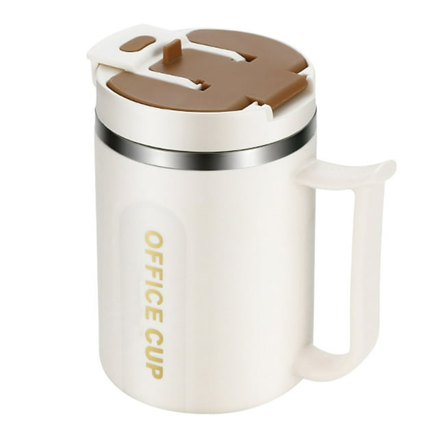 Tasse à Café de Voyage Tasse à Café Portable à Double Couche en Acier Inoxydable avec Couvercle et Poignée Tasse à Café Isolée Chauffable par Induction pour Voyage Camping Bureau Tasse à Café Isolée
