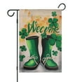thumbnail image 2 of St. Patrick's Day Yard Flags Holiday Outdoor Flag Shamrock Clovers Jar Green 2 Yard Flags 12.5''×18'' 2PCS Burlap Vertical Double Sided Garden Flags for Home,Farmhouse Spring Outdoor Decor, 2 of 3