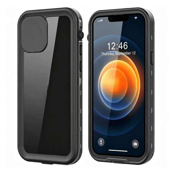 GJX for Iphone 12 Mini Waterproof Case with Built-In Screen Protector, Shockproof Dustproof Full Body Protective Ip68 Waterproof Phone Case for Iphone 12 Mini 5.4 Inch (Black\/Clear)
