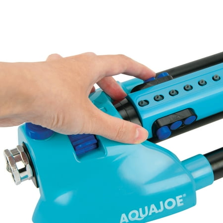 Aqua Joe - AJ-OMS20-BRS Indestructible Metal Base Oscillating Sprinkler | Customizable Coverage | 4973 sq ft Max Coverage