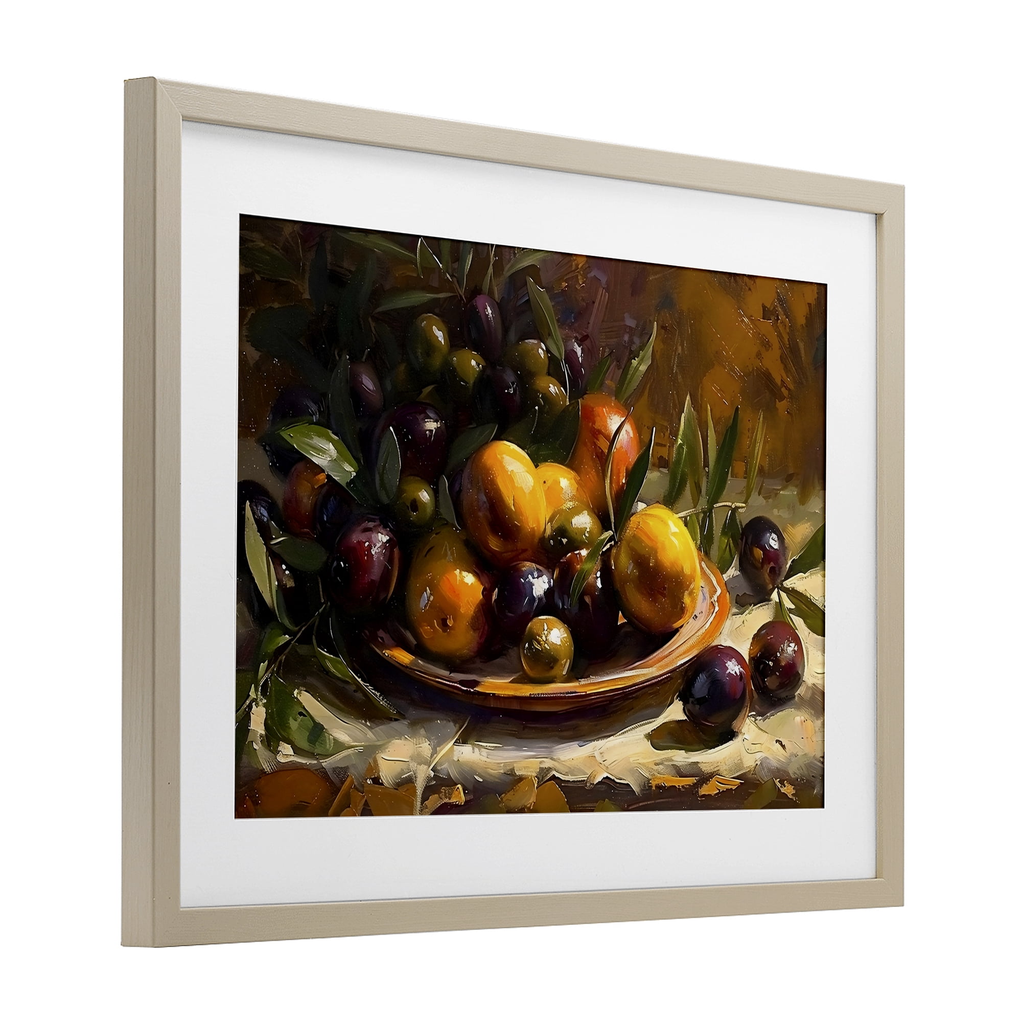 Stupell Industries Array of Olives & Citrus Birch Framed Print Under Glass, design by Creative Studio