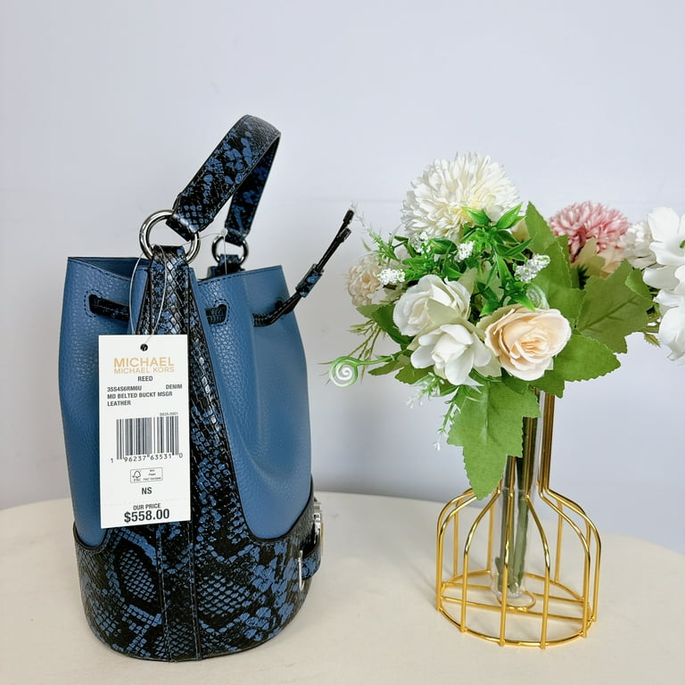 Michael Kors 35S4S6RM6U Reed Medium Leather Belted Bucket 