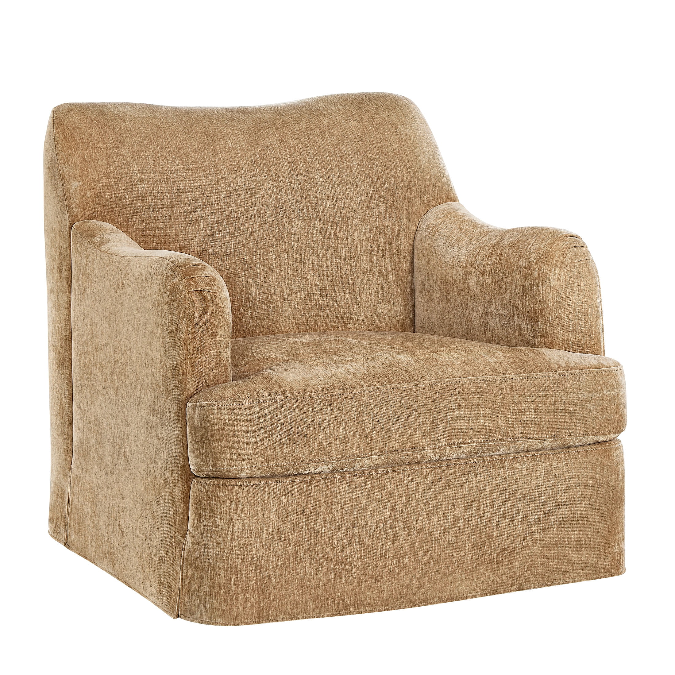 My Texas House Lauren Swivel Accent Chair, Honey Brown Fabric Upholstery
