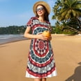 thumbnail image 4 of Easygdp Round Design para Vestido Transpirable de Mujer, Vestido Suelto de Manga Corta con Pliegues y Bolsillos para el Verano, 4 of 6