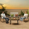 thumbnail image 2 of Patio Furniture Set of 4,Asofer Outdoor Bistro Conversation Set with Coffee Table, Rocking Chairs and Loveseat for Balcony, Porch, Backyard, Gray, 2 of 11