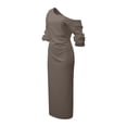 thumbnail image 5 of Dvprdro Womens Summer Party Maxi Dress Off Shoulder 3/4 Sleeve Bodycon Solid Ruched, 5 of 9