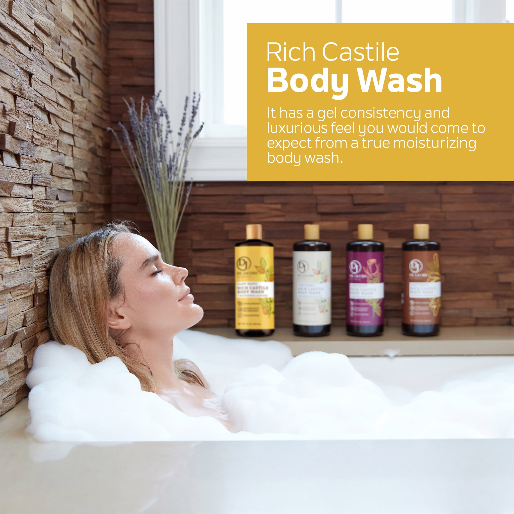 Dr Jacobs Naturals Castile Soap Body Wash Plant Based Liquid Soap, Almond 32 Oz 2-Pack